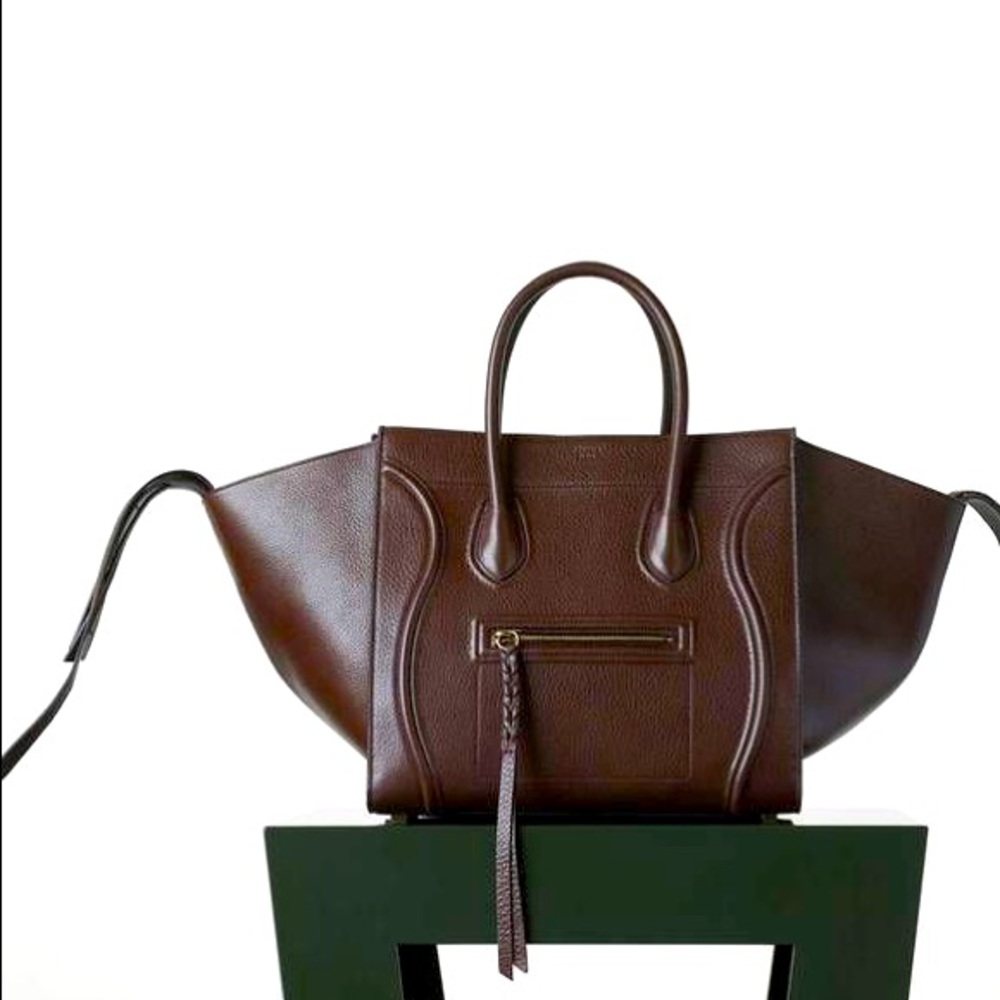 Celine Medium Luggage Phantom in Brown Shiny Grained Calfskin